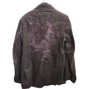 Artful Dodger Men's L‎ Corduroy Jacket Blazer Sports Coat Embroidered Brown
